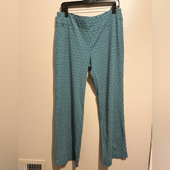 J.Mclaughlin Carmel Pants in Honeycomb Blue Patterned Stretch Flare Size XL - Picture 3 of 16